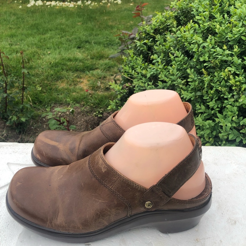 Ariat 93848 women's Brown Leather Slingback Clogs Sandals Size 9